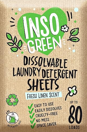 Eco Laundry Detergent Sheets - 80 Loads Laundry Sheets Detergent - 40 No Plastic Jug Washer Soap Sheet - No Mess & Space-Saving Travel Friendly