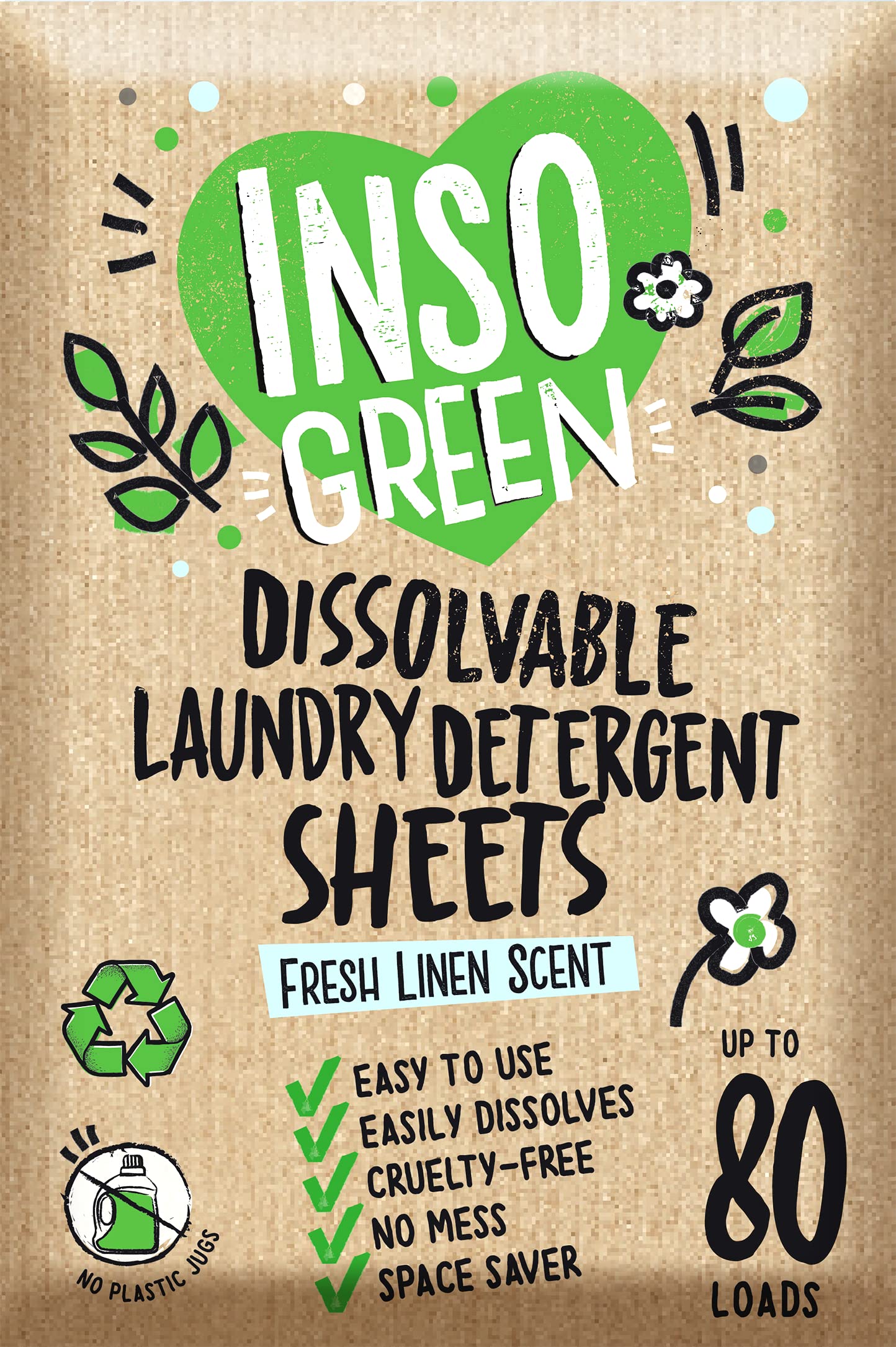 Eco Laundry Detergent Sheets - 80 Loads Laundry Sheets Detergent - 40 No Plastic Jug Washer Soap Sheet - No Mess & Space-Saving Travel Friendly