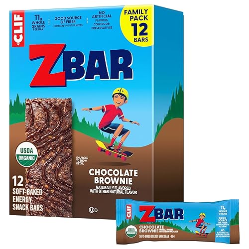 Zbar - Chocolate Brownie - Soft-Baked Energy Snack Bars - Non-GMO - 11g Whole Grains - USDA Organic Granola Bars - Snacks for Kids (12 Pack)
