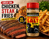 Jess Hall’s Serendipity Seasoned Salt (No MSG) - All Purpose Seasoning for Chicken, Steak & Fries - Restaurant-Style Flavor at Home - Garlic Herb