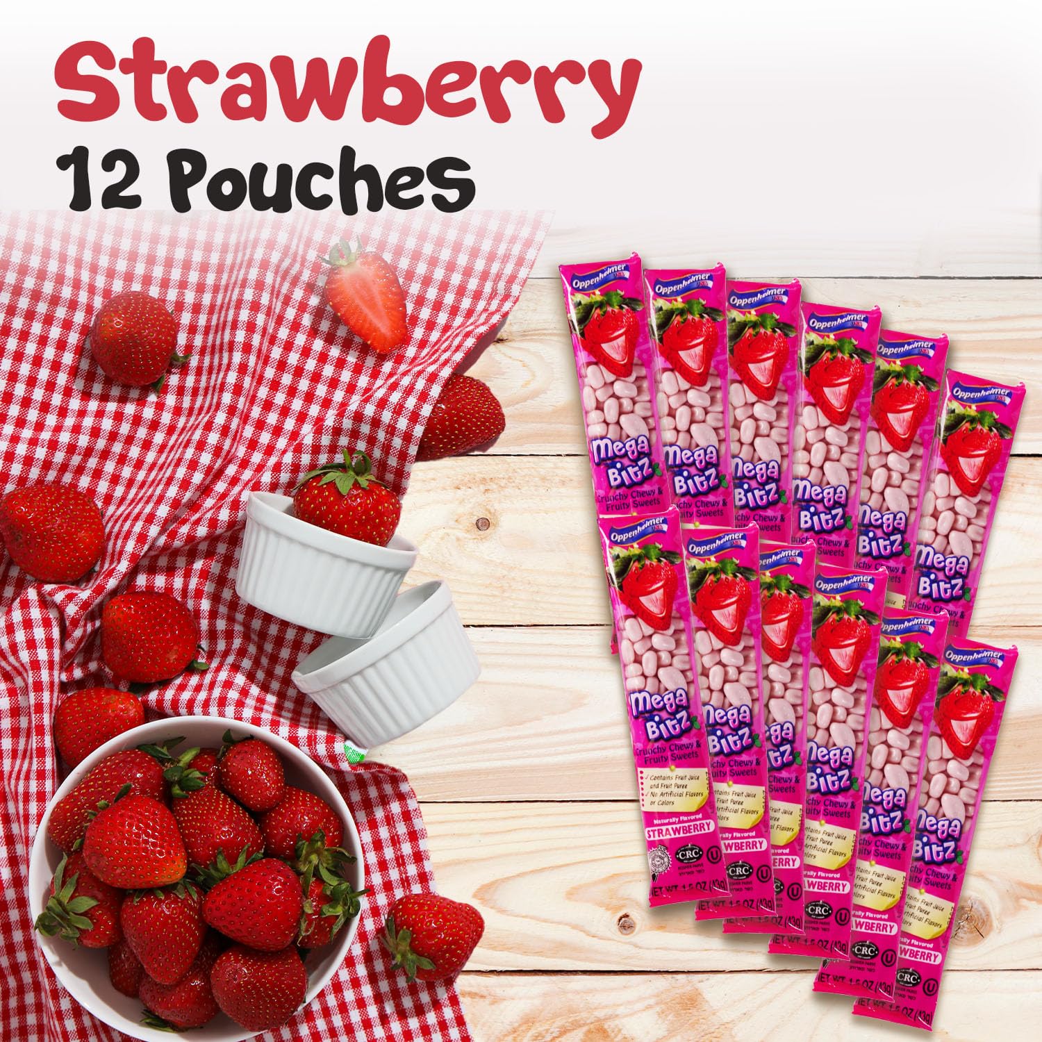 Mega Bitz Fruit Nuggets Strawberry Candy Bulk Pack for Kids - Naturally Flavored Individually Wrapped Strawberry Flavor for on the go Snacking, Movie