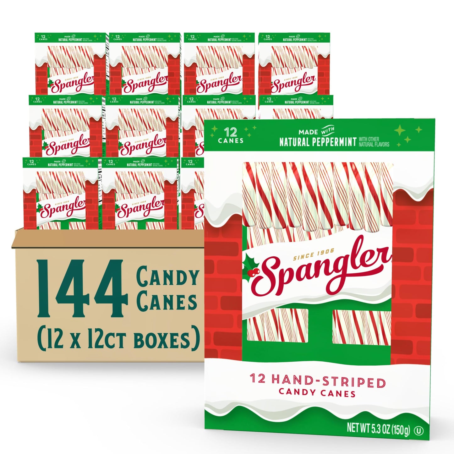 Spangler Red and White Christmas Candy Canes - Classic Christmas Treats, Natural Peppermint Sticks, Candy Canes Bulk, Individually Wrapped, Regular