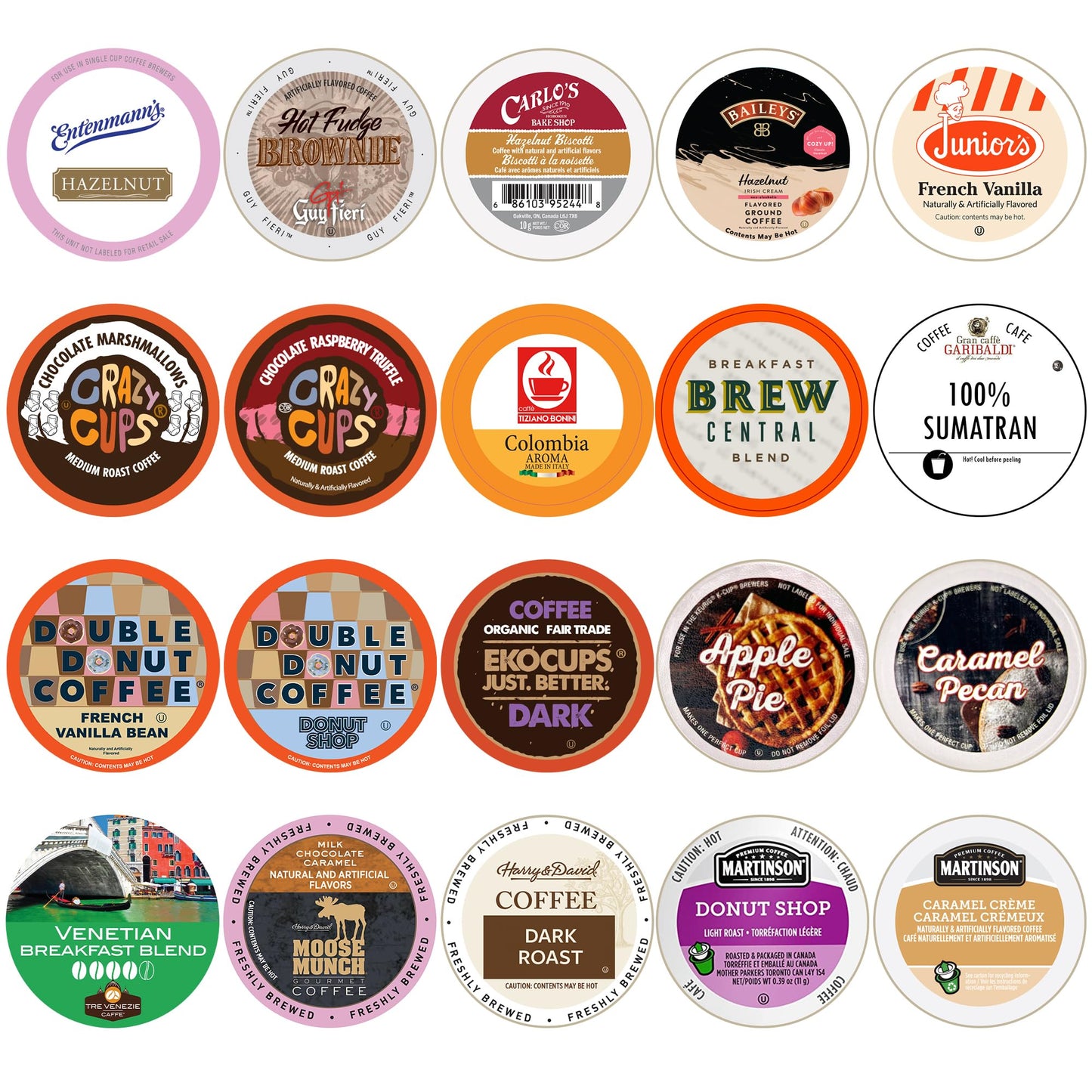 Perfect samplers Variety Pack Sampler, Assorted Single Serve Pods for Keurig K Cups Makers, 20 Count