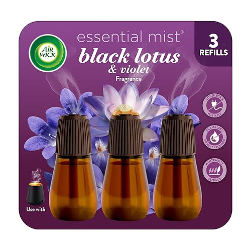 Air Wick Essential Mist Scented Oil Air Freshener Diffuser Refills, Black Lotus and Violet, 3 Count