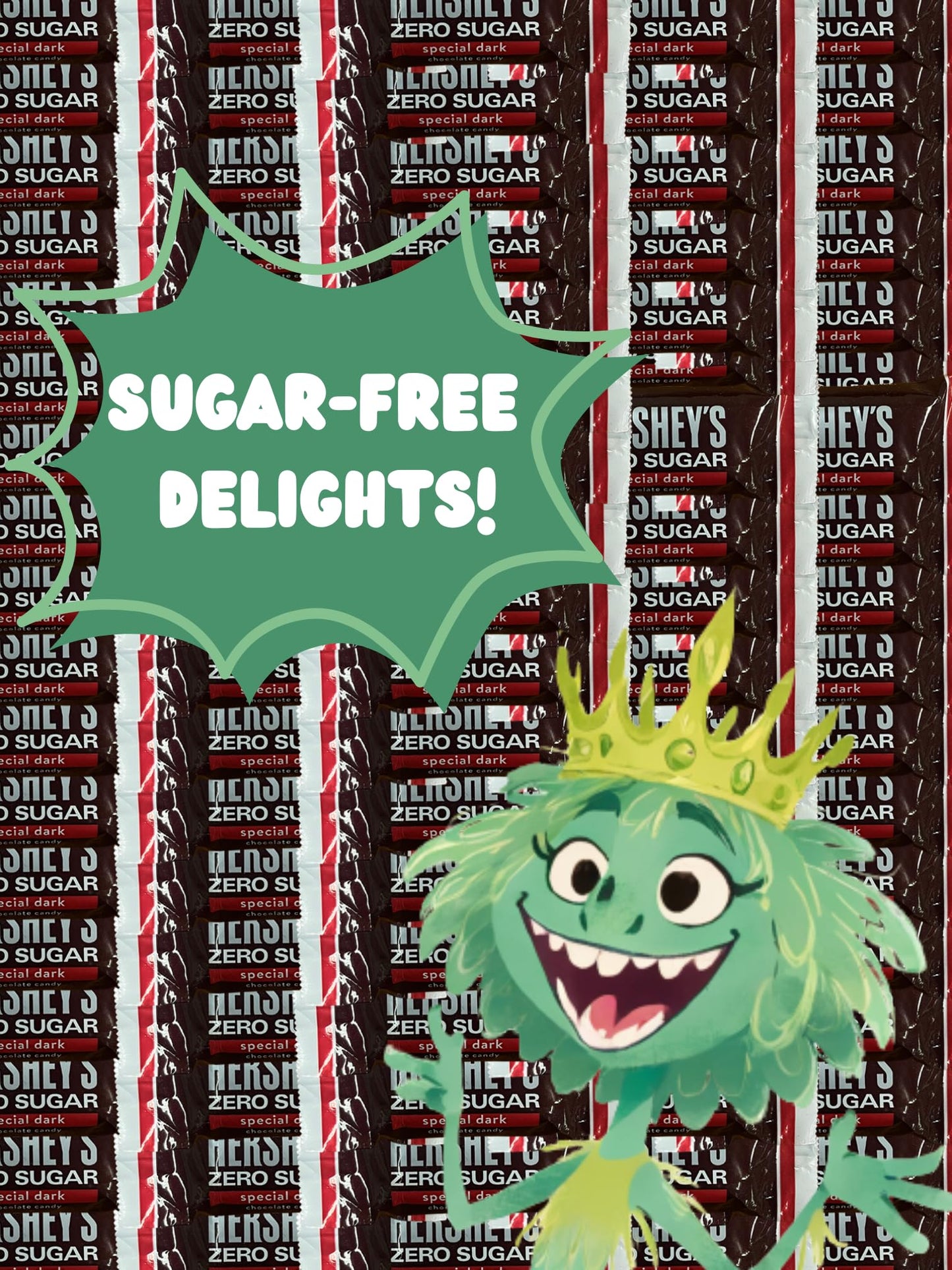 Sugar Free Chocolate - SPECIAL DARK Zero Sugar Chocolate Candy Bite Size Bars - 2 LB Bag (32 oz) - Individually Wrapped Chocolate - With Queen Jax