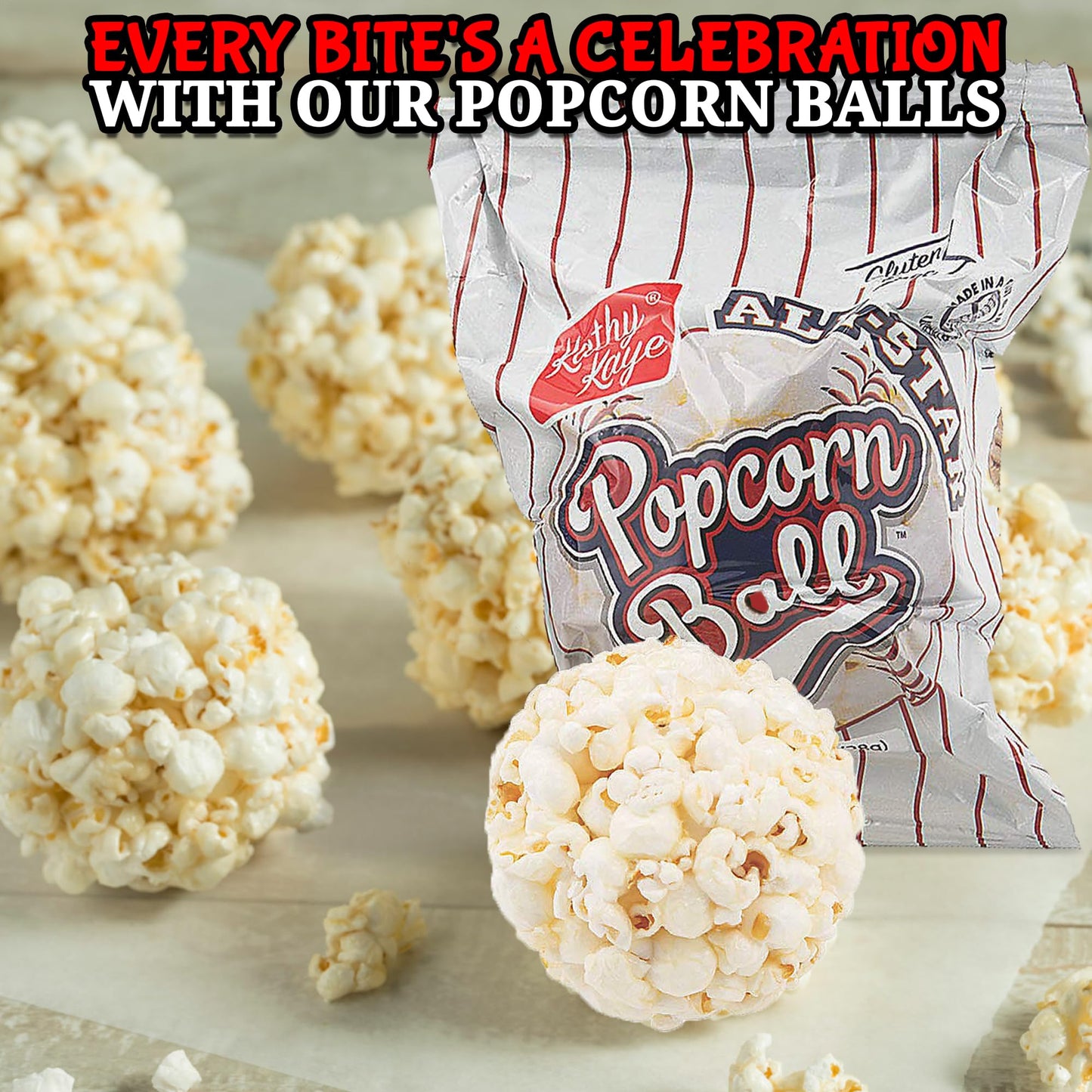Fun Express Popcorn Balls Individually Wrapped Holiday Snacks - Christmas Popcorn Bulk Pack of 18 | Sweet & Salty Gluten Free Treats for Movie Night