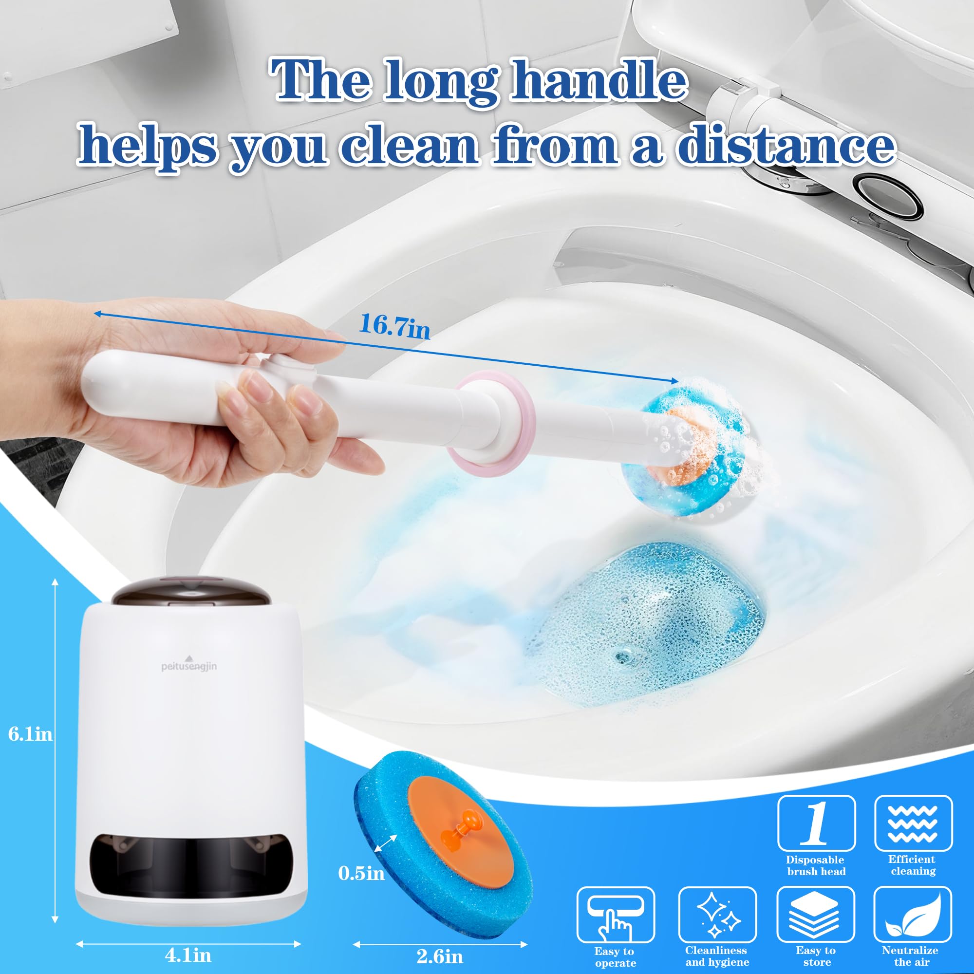 PeiTuSengJin Disposable Toilet Cleaning System,with 32 Refill Heads and Holder,3 Fragrant Tablet, Toilet Wand Kit,Toilet Brush and Holder Set (1+32)