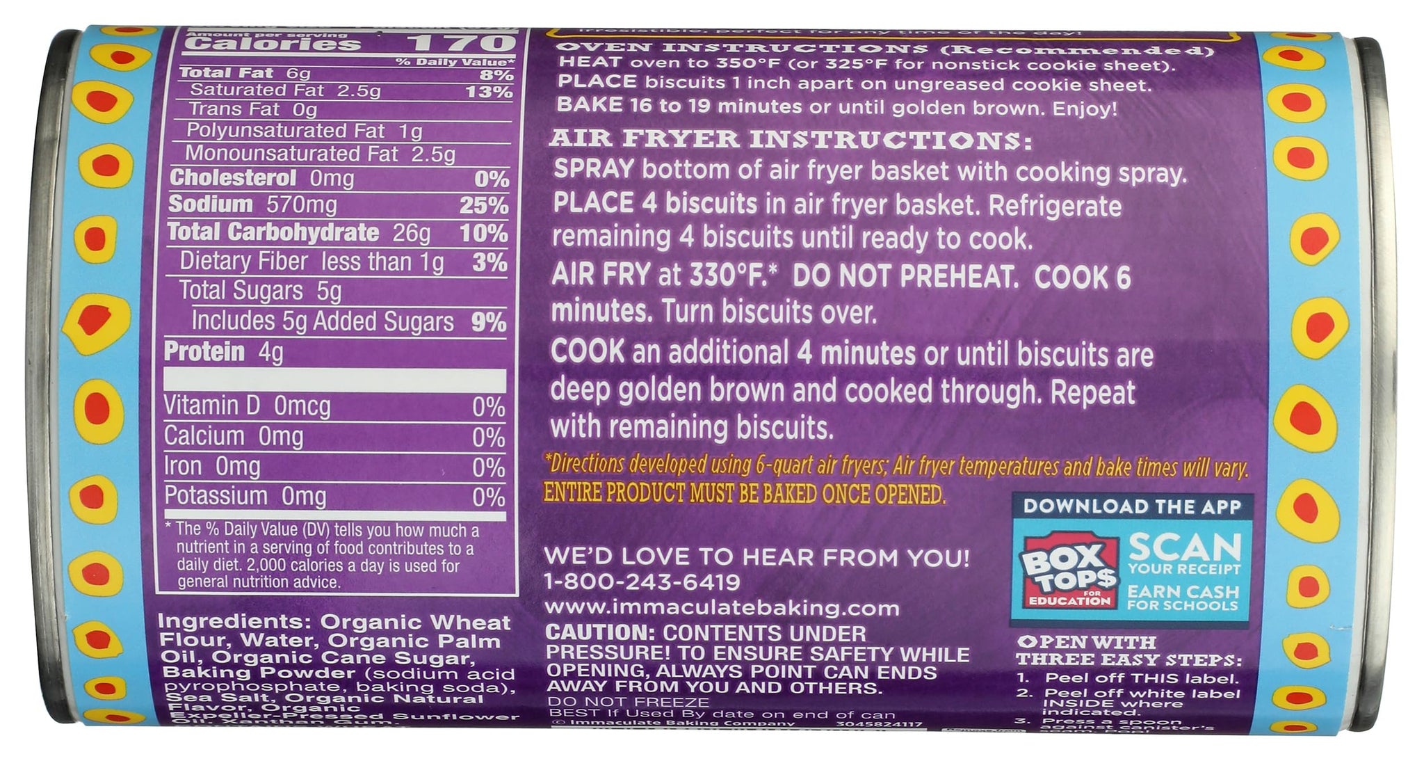 Immaculate Baking Organic Biscuits, Ready to Bake Flaky Biscuits, 8 Count, 16 oz