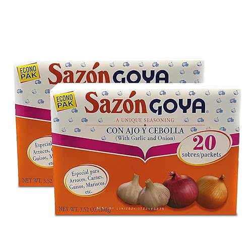 Sazón with Garlic and Onion by Goya, Latin Spice Blend for Poultry, Seafood, Meat and Vegetables, All Purpose Mexican Seasoning, 2-Pack, 3.52oz Carton