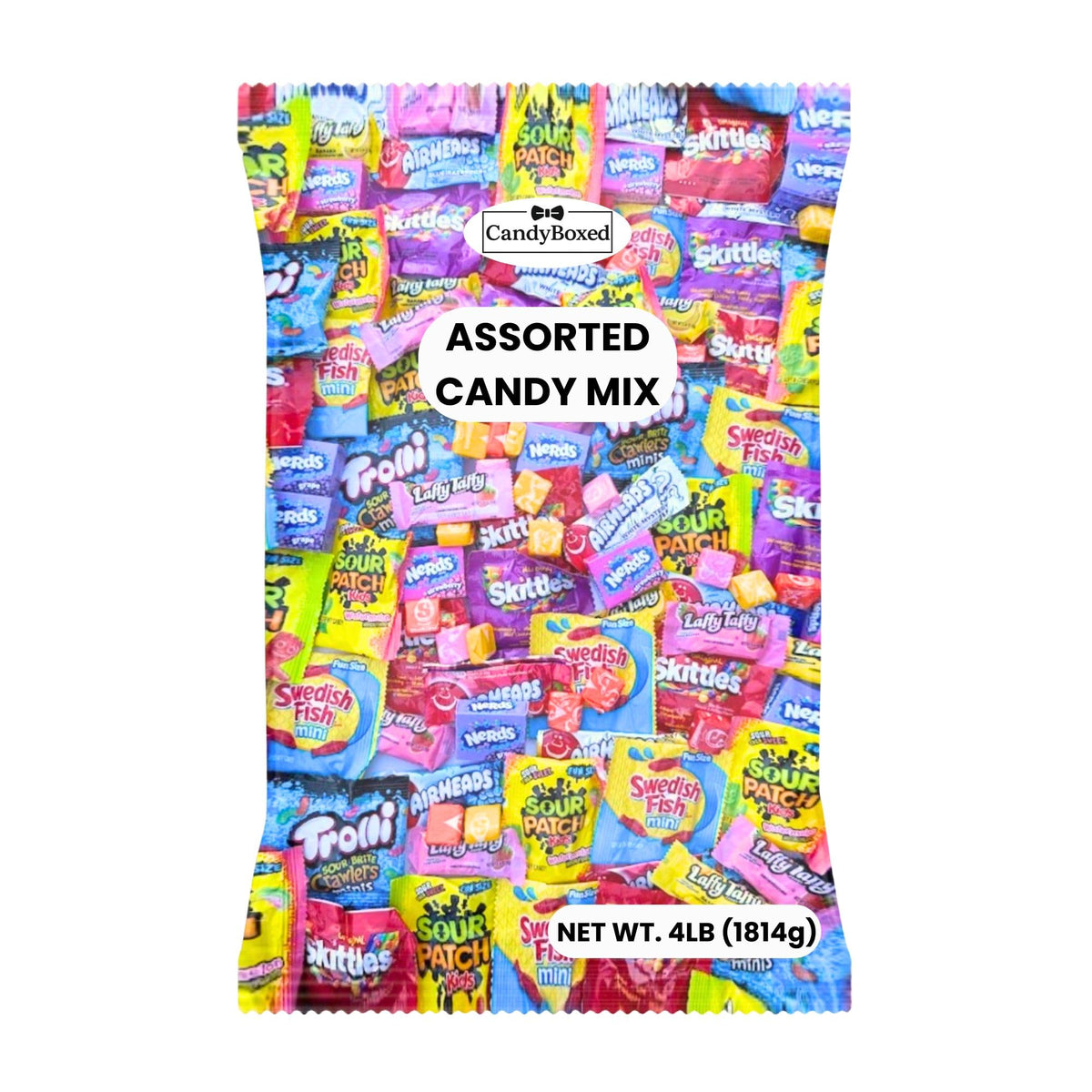 CandyBoxed Bulk Candy Variety Mix - 4 LB Family Size - Assorted Individually Wrapped Candies, Gummies, Sour, Hard & Chewy - Sealed Fresh for Party