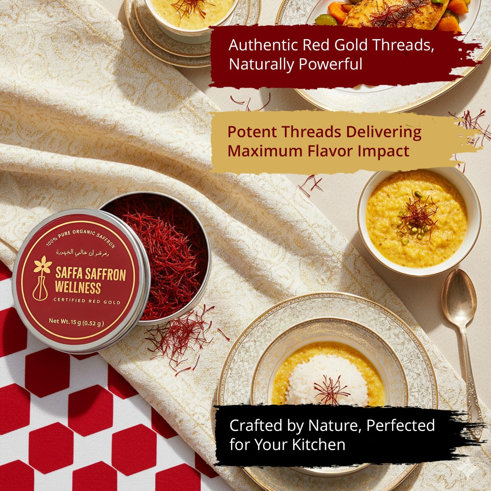 Saffa Saffron - Pure Premium Saffron Threads | 100% Natural & Handpicked Red Spice | Rich Aroma, Golden Color & Authentic Taste | Perfect for Cooking