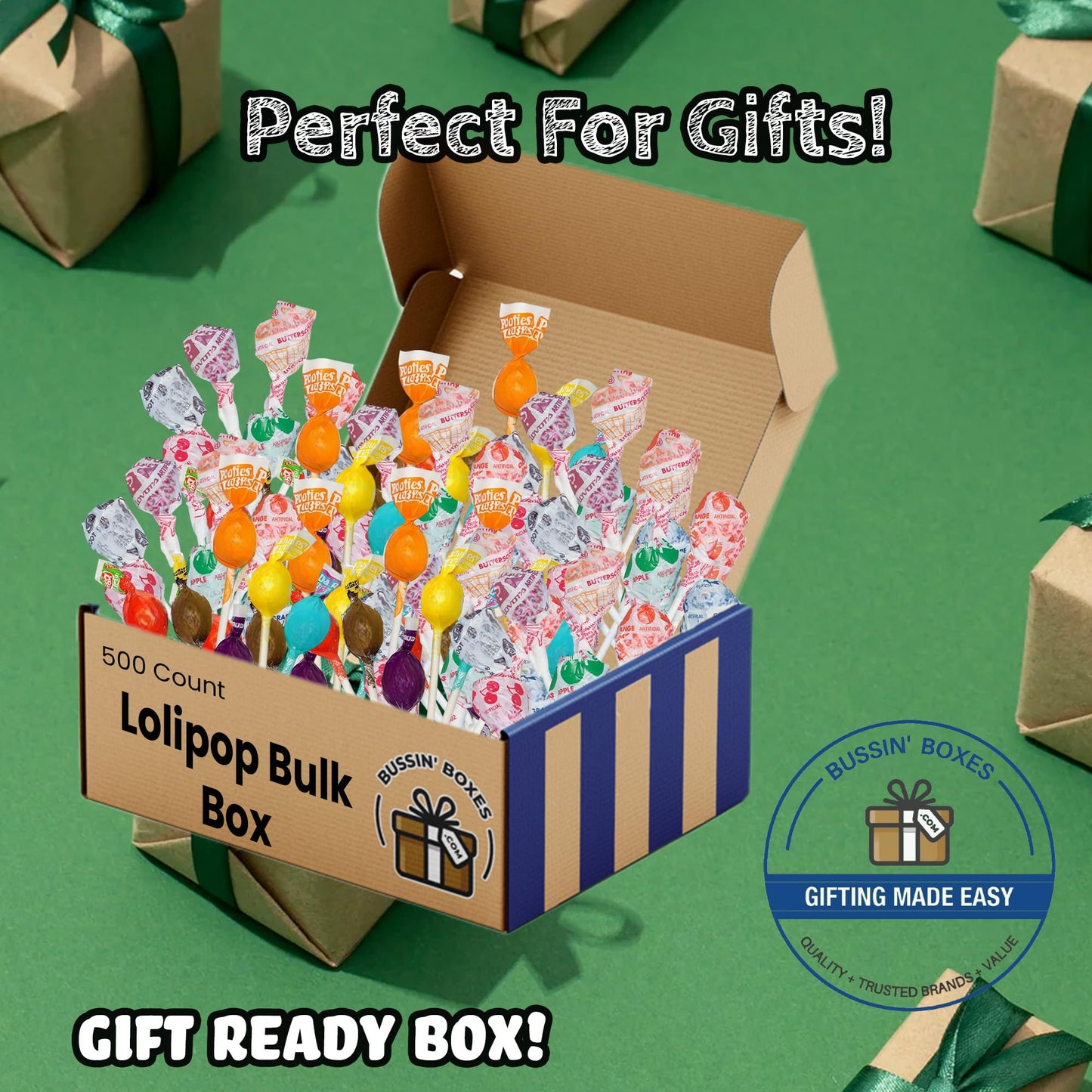 Lollipops Individually Wrapped - 500 Count Bulk Suckers Variety Pack - Assorted Mini Pops for Candy Bowls, Classrooms, Parties, and Gifting Assembled