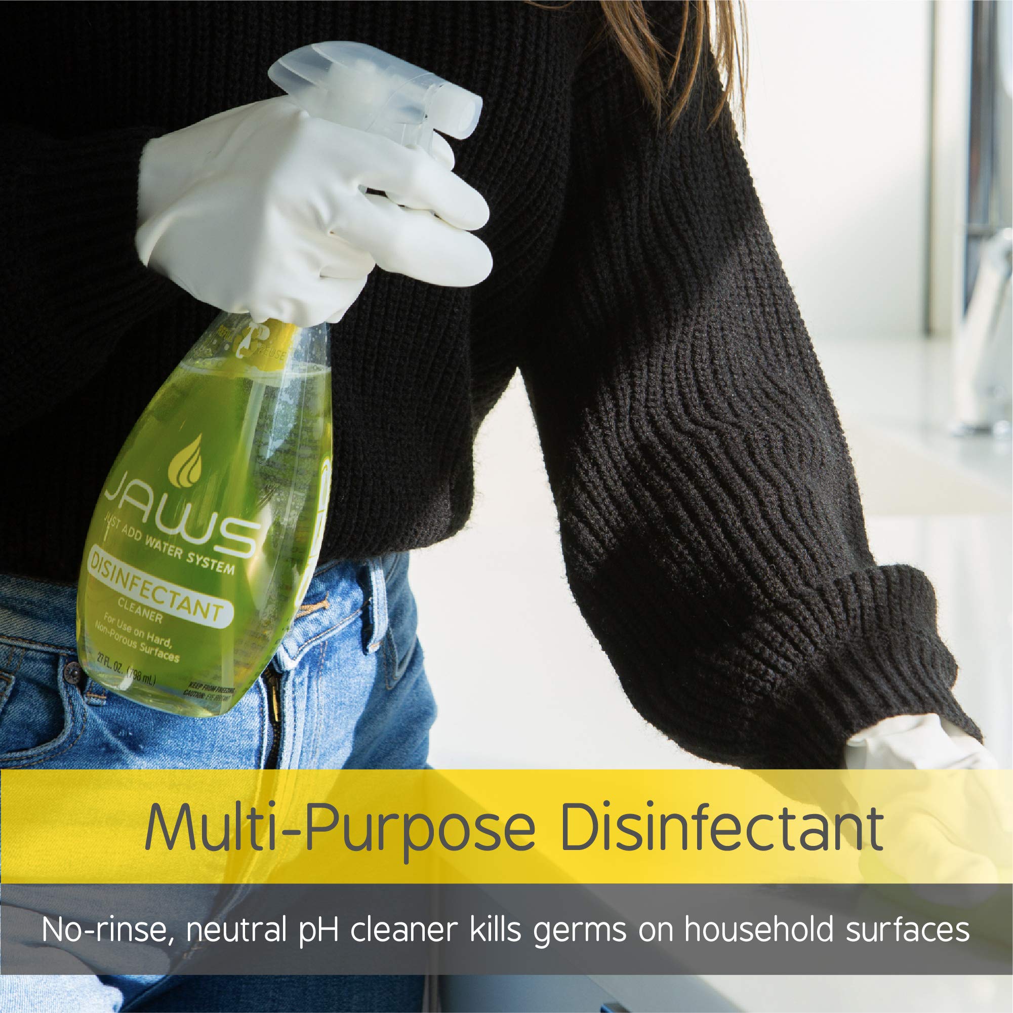 JAWS Cleaners Ultimate Cleaning Kit, Multi-Surface Kitchen, Glass, Shower, Granite, Hardwood Floor and Disinfectant, 2 Refill Pods of Each, Includes