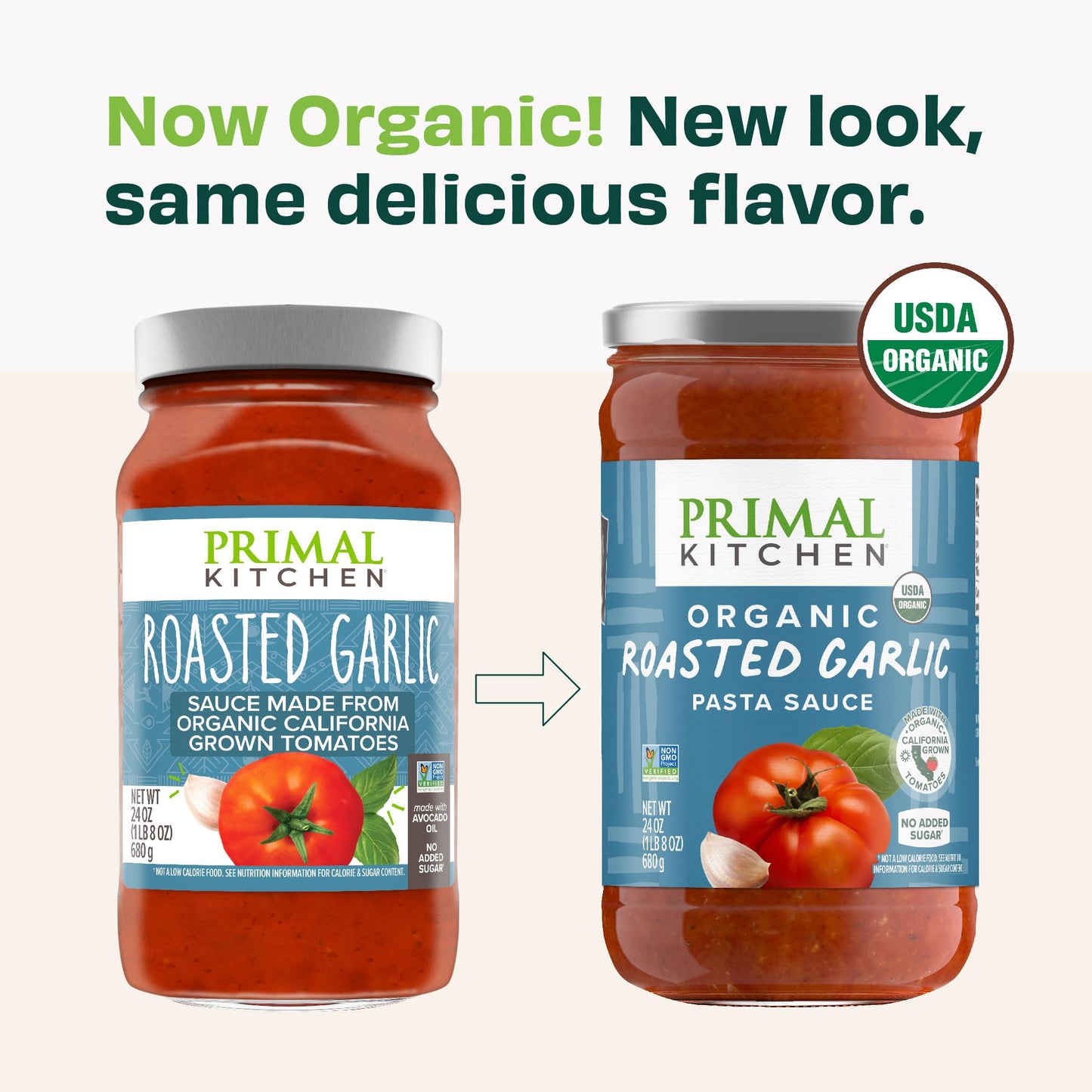Primal Kitchen Tomato Pasta Sauce 2-Pack, No Added Sugar, Includes 1 Tomato Basil and 1 Roasted Garlic Marinara Sauce