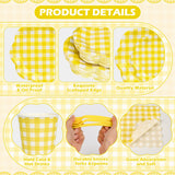 Houuqe 400 Pcs Gingham Party Supplies for 50 Guests Easter Party Yellow and White Scalloped Paper Plates and Napkins Knives Spoon Fork Cup Disposable