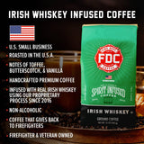 Fire Department Coffee - Gives Back to Firefighters - Irish Whiskey Infused Coffee Beans - Medium Roast - Non-Alcoholic - Roasted in the USA - Whole