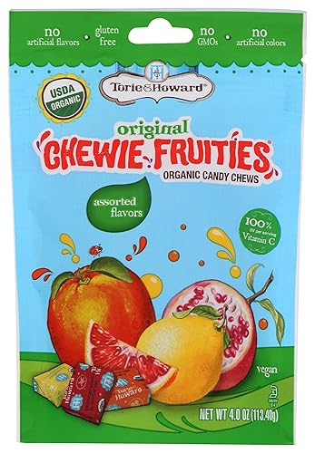Torie & Howard Chewie Fruities Organic Candy Assorted Flavors, 4 Ounce Bag
