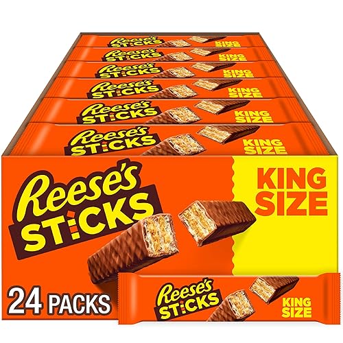 REESE'S STICKS Milk Chocolate Peanut Butter Wafer King Size, Candy Packs, 3 oz (24 Count)