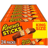 REESE'S STICKS Milk Chocolate Peanut Butter Wafer King Size, Candy Packs, 3 oz (24 Count)
