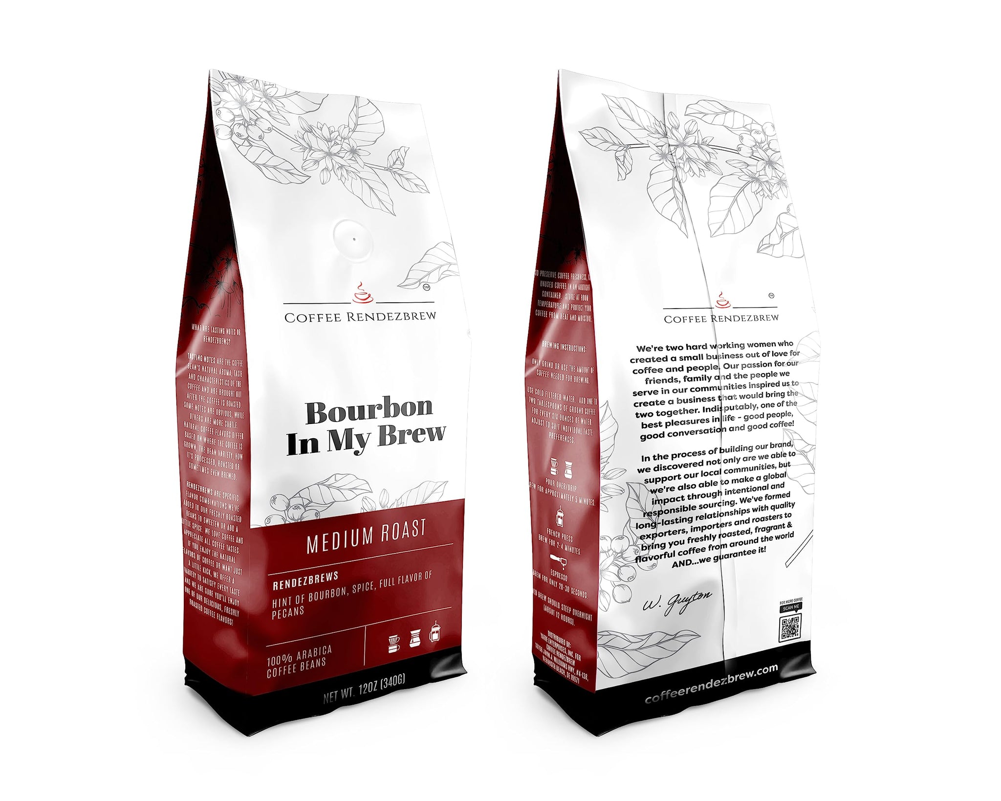 Coffee Rendezbrew, Bourbon In My Brew - Essence of Bourbon & Warm Pecans, Medium Roast, Ground Coffee, 12 oz bag
