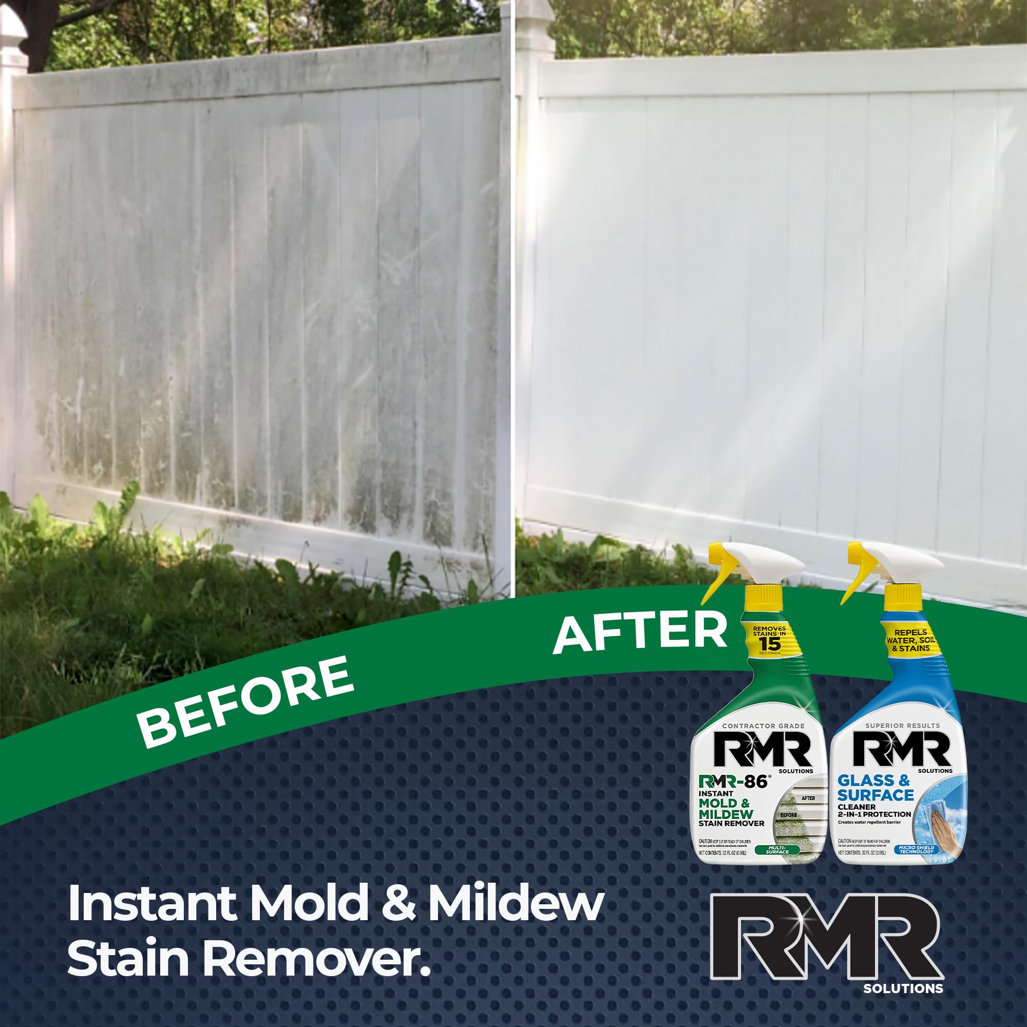 RMR Surface Renewal System - Instant Stain Remover + Glass & Surface Cleaner/Protectant, Indoor/Outdoor Cleaning Kit for Mirror, Screen, Furniture