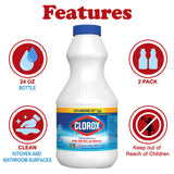 Clorox Regular Disinfecting Bleach Cleaner, 2 Pack Concentrated Liquid Bleach, Removes Mold, Mildew and Stains, Whitens, for Multi Purpose Cleaning