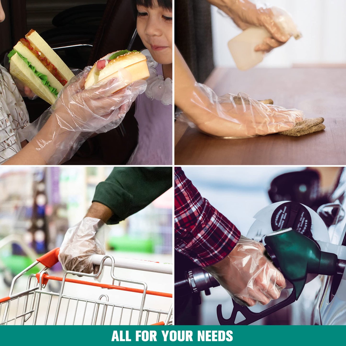 Teivio Disposable Gloves, 1000 Pcs Plastic Gloves for Kitchen Cooking Cleaning Food Handling