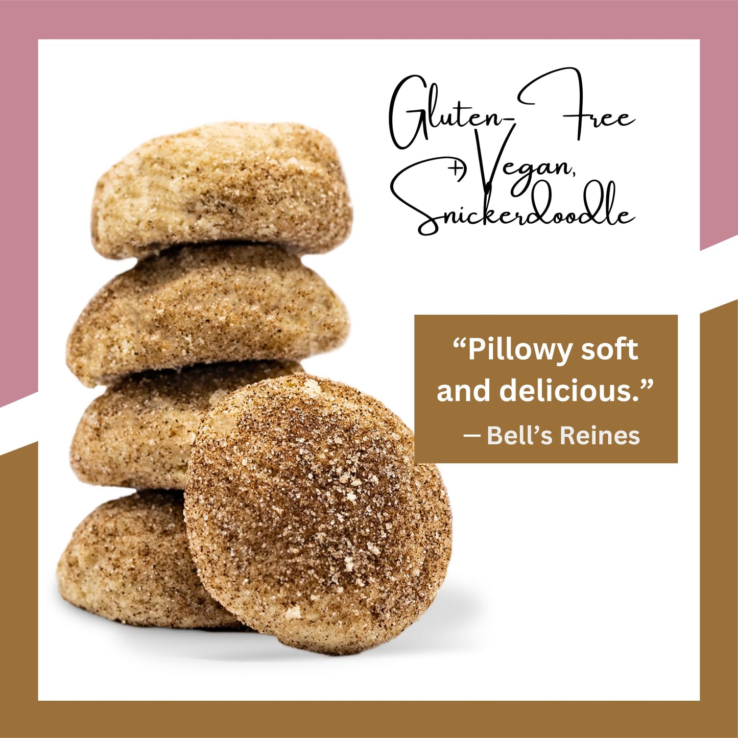Bell's Reines Gluten Free, Vegan Snickerdoodle Cookies, Soft Gourmet Small Batch, Healthy Snacks, Bakery Fresh 12-Cookie Bag