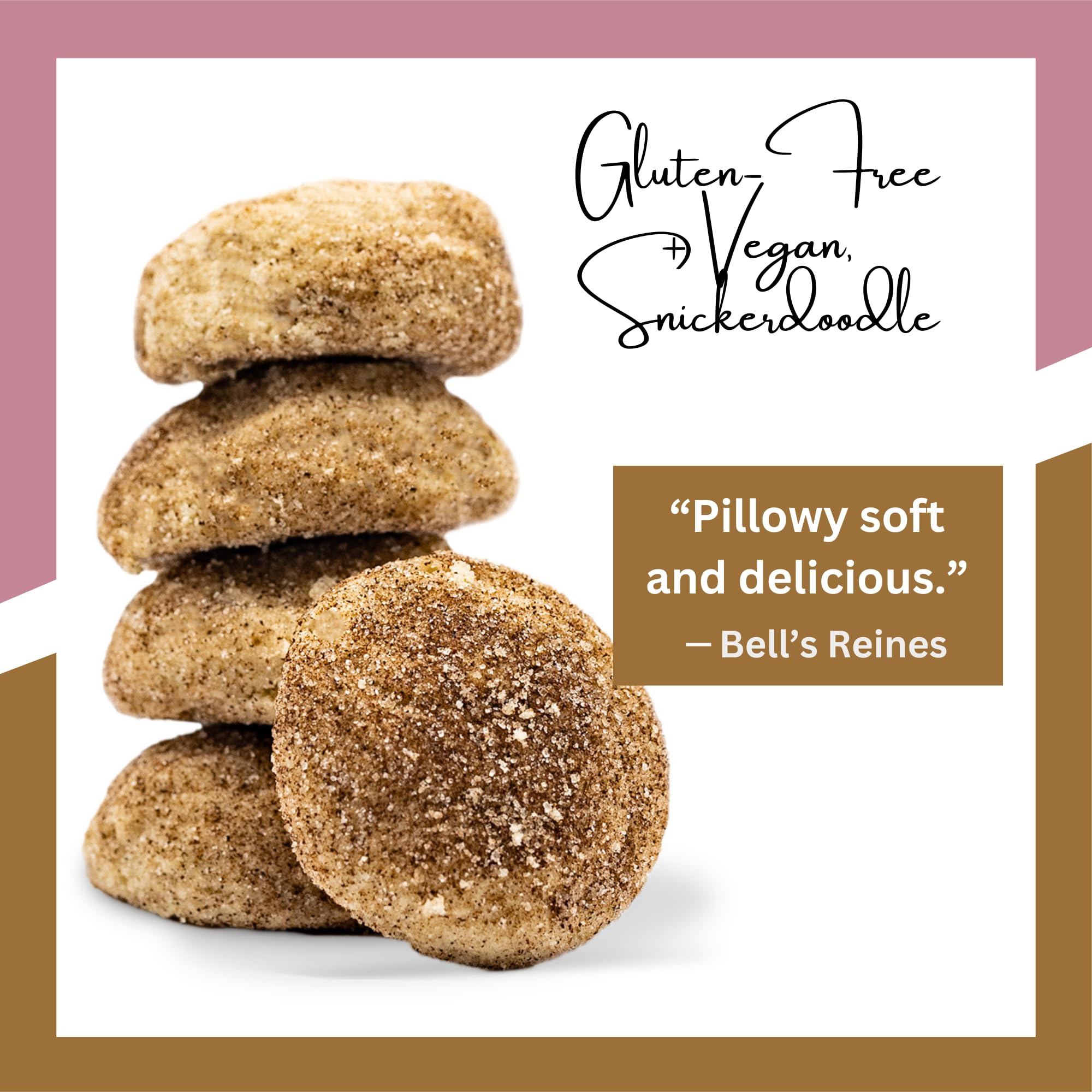 Bell's Reines Gluten Free, Vegan Snickerdoodle Cookies, Soft Gourmet Small Batch, Healthy Snacks, Bakery Fresh 12-Cookie Bag