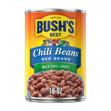 Bush's Canned Mild Red Chili Beans (Pack of 1), Plant-Based Protein, Excellent Source of Fiber, Low Fat, Gluten Free, in Mild Chili Sauce, 16 oz