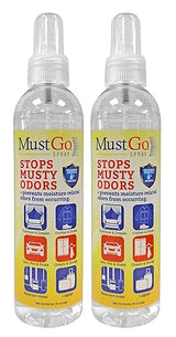 MustGo Spray Odor Eliminator - Controls, Removes and Prevents Damp, Musty Smells - 2 x 8 Ounces