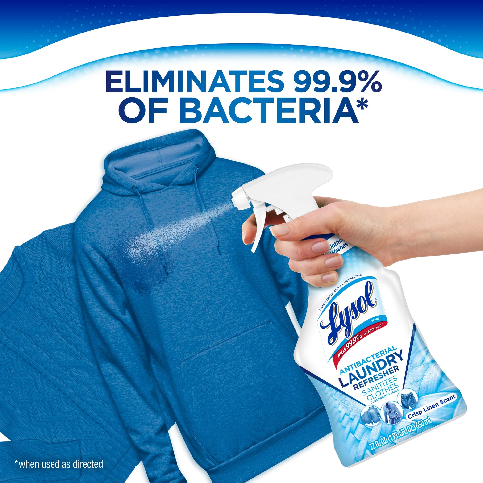 Lysol Antibacterial Laundry Refresher Spray, Fabric Sanitizing and Freshening Spray, For Sanitizing and Deodorizing Clothes, Crisp Linen, 1 Count, 22