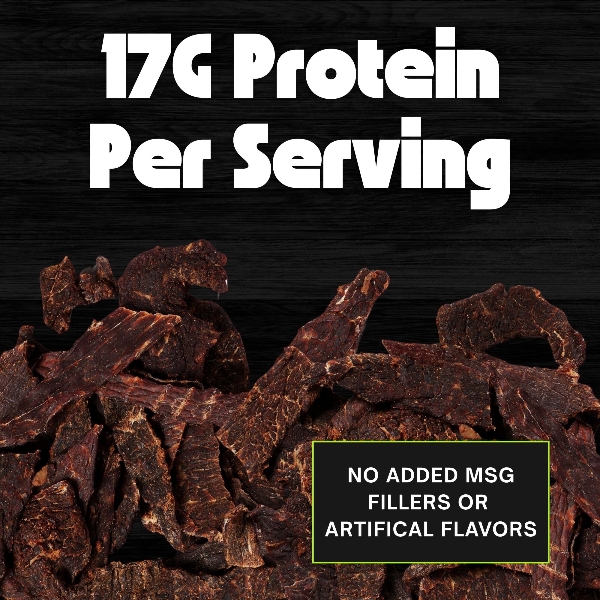 No Mans Land Beef Jerky - Fajita Lime 16oz Bag | High Protein, Low Card, Low Calorie Beef Snack | Smoked & Seasoned Jerky Strips | Gluten Free