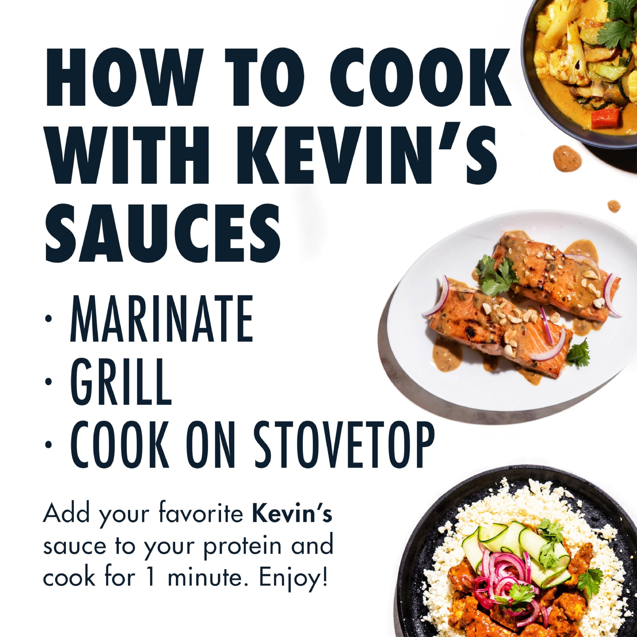 Kevin's Natural Foods Paleo Simmer Sauce Variety Pack - Stir-Fry Sauce, Gluten Free, No Preservatives, Non-GMO - 3 Pack (Tikka/Thai Coconut/Lemongrass