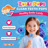 Zollipops Clean Teeth Pops Sugar Free Candy, Dye-Free Lollipops - Keto & Diabetic-Friendly, Dentist-Approved Treats for Kids (Blue Raspberry, 3.1 oz)