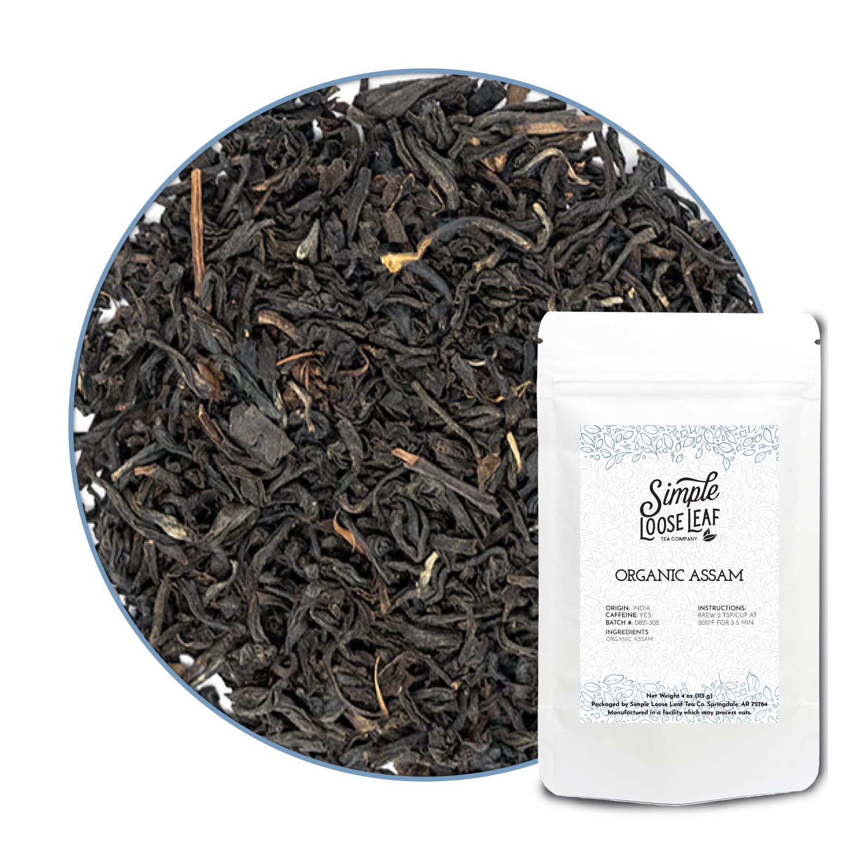 Simple Loose Leaf - Organic Assam Tea - Premium Loose Leaf Black Tea - High Caffeine - Rich and Malty (4 Ounce)