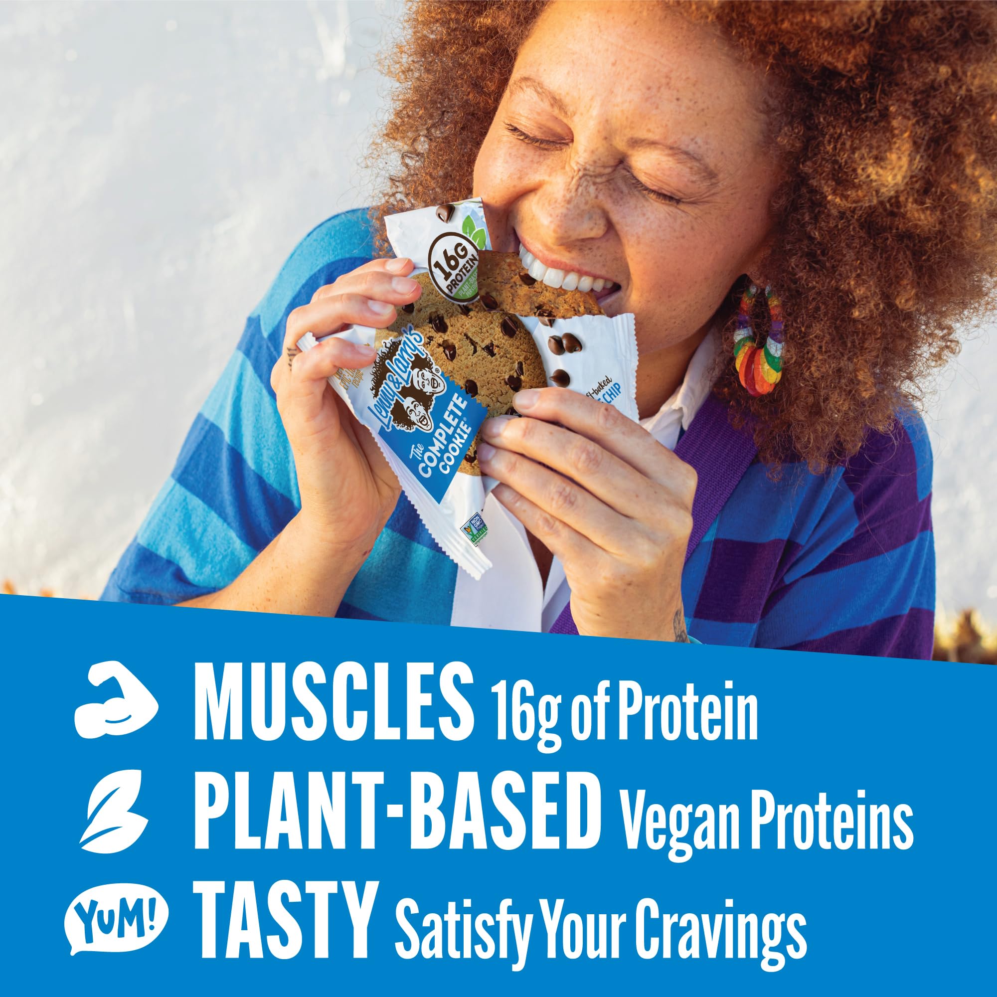 Lenny & Larry's Protein Cookie, [Chocolate Chip], Chewy Soft Baked, 16g Plant Protein, Vegan, Non-GMO, High Fiber, 4 Ounce Cookie (Pack of 12)
