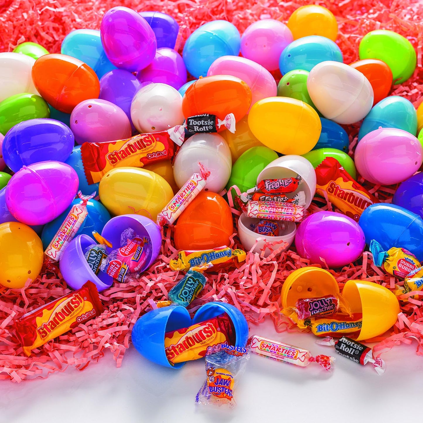 Fun Express Candy Filled Easter Eggs Bulk 24 Pack - Pre-Filled Plastic Easter Eggs with Chocolate Candy Inside | Pastel Colors for Hunt Party Supplies