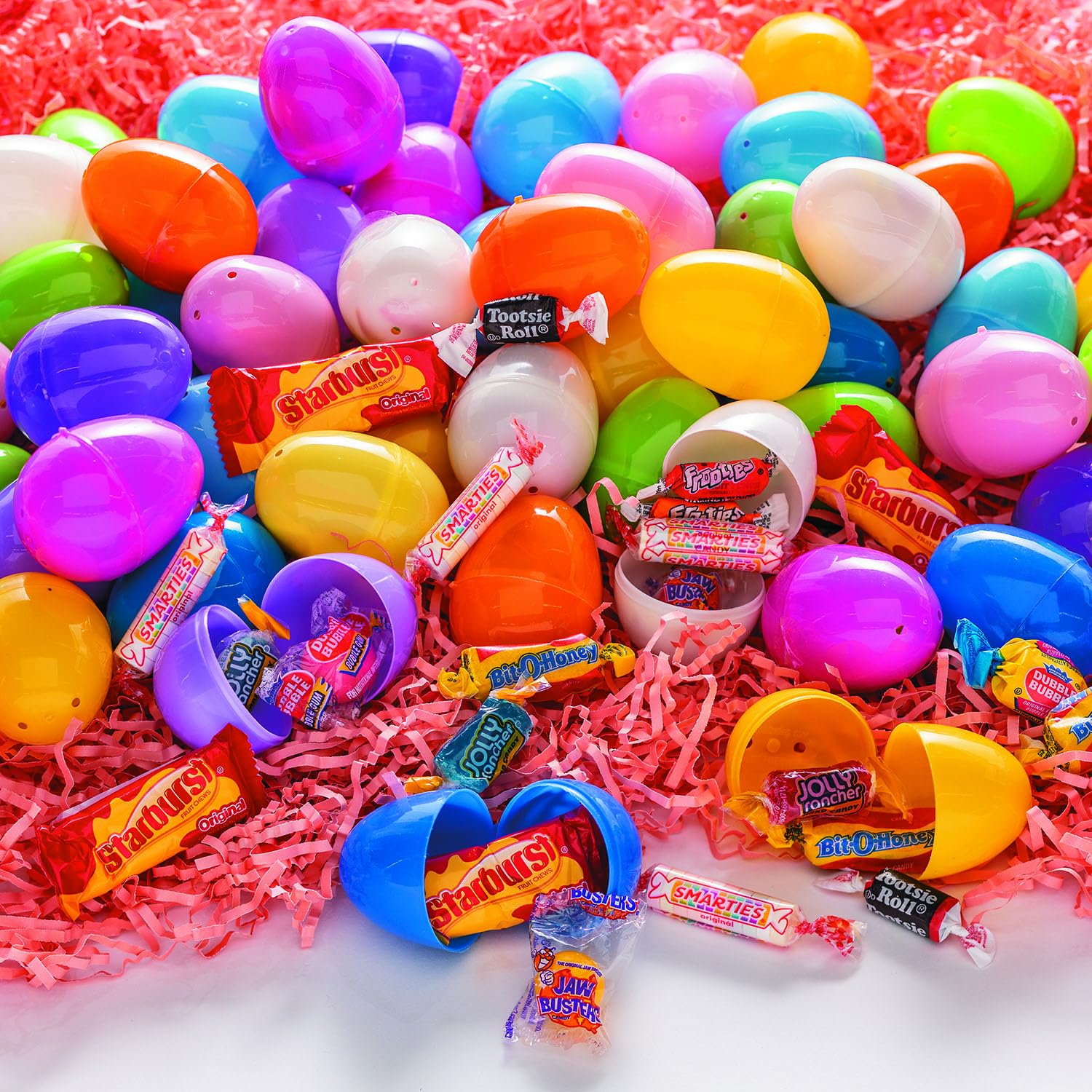 Fun Express Candy Filled Easter Eggs Bulk 24 Pack - Pre-Filled Plastic Easter Eggs with Chocolate Candy Inside | Pastel Colors for Hunt Party Supplies