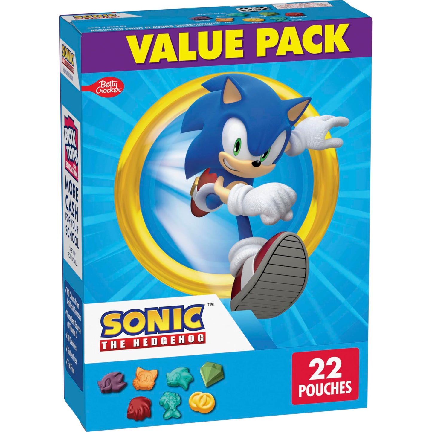 Sonic The Hedgehog Fruit Flavored Snacks, Treat Pouches, Gluten Free Snack, Value Pack, 22 Ct, 17.6 oz
