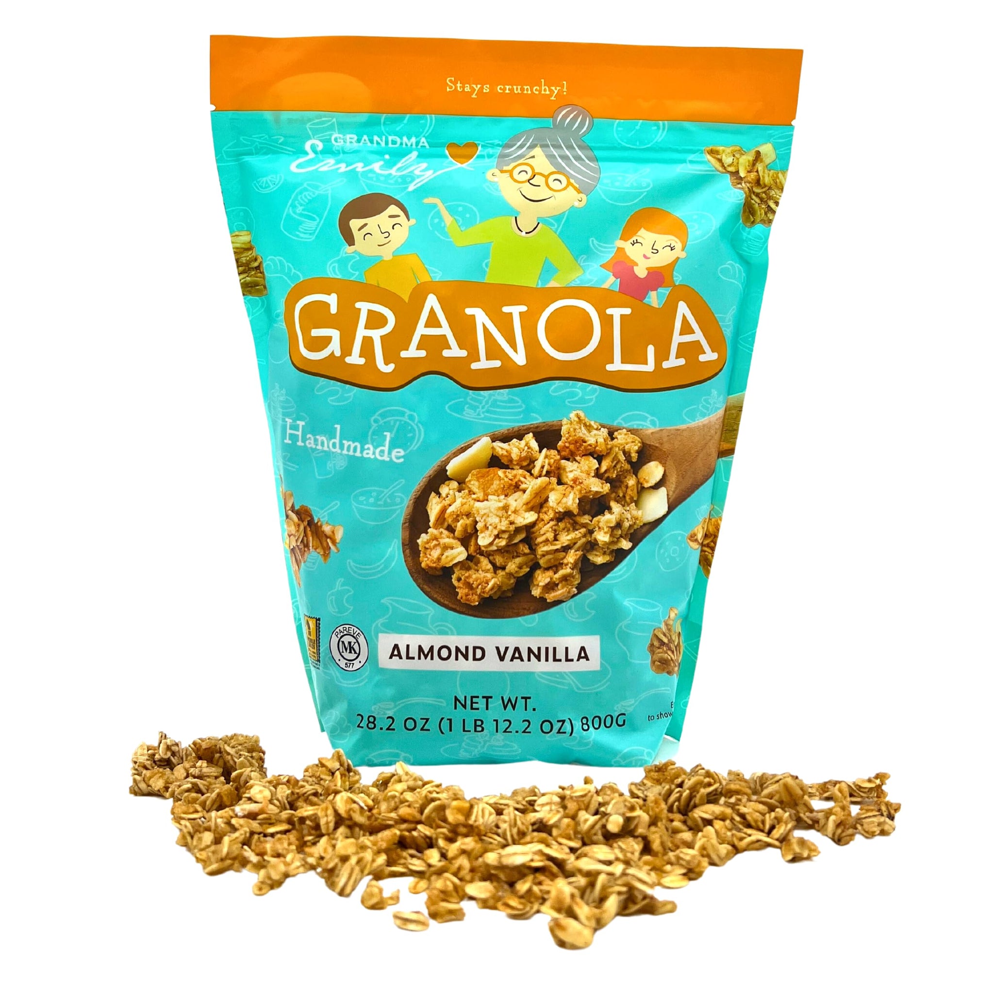 Grandma Emily Almond Vanilla Super Crunch Granola Cereal - 28 oz, Oats, Brown Sugar, Almonds, Puffed Rice