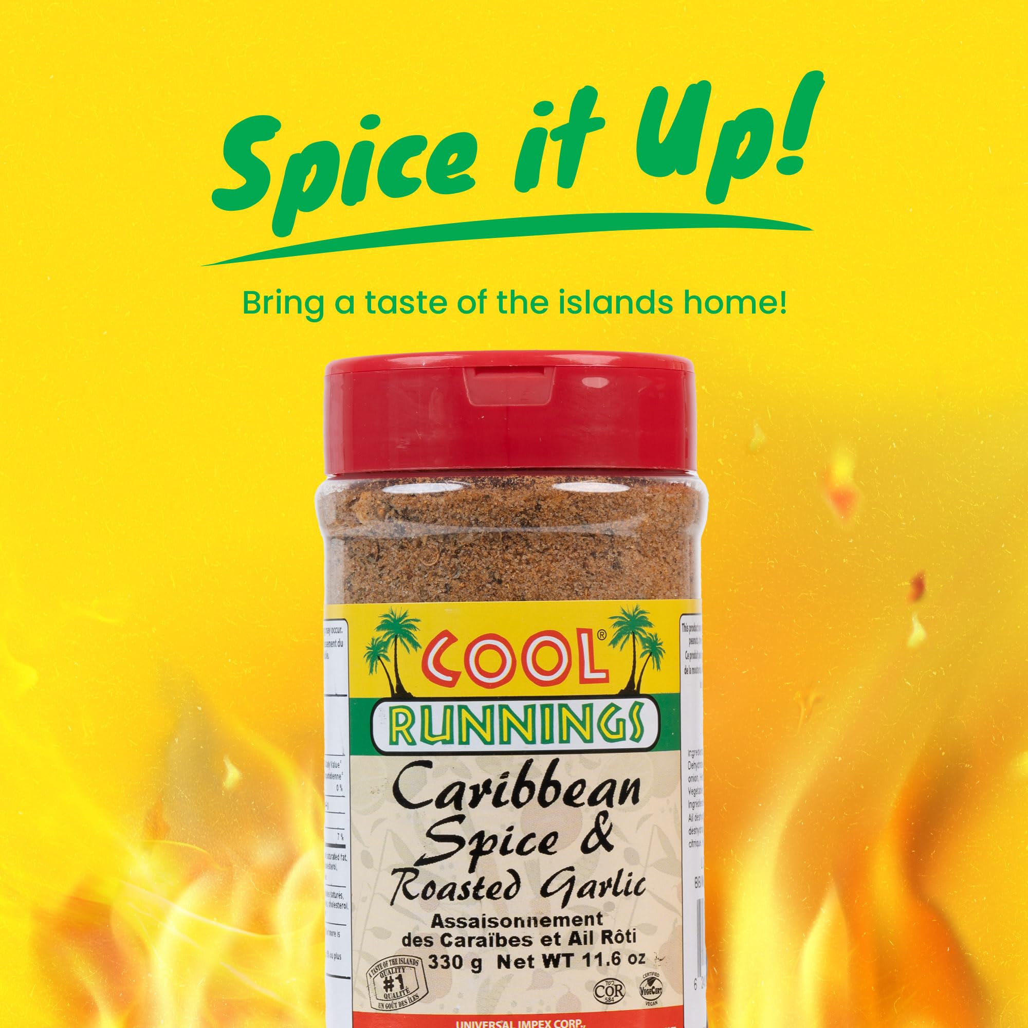 Cool Runnings Caribbean Spice & Roasted Garlic 330g - Used for Grilling, Roasting, and Marinating Meats, Seafood, and Vegetables, Perfect