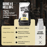 Wake The Hell Up! 1lb Ultra-Caffeinated Vanilla Cream Ground Coffee, Low Acid, Medium-Dark Roast