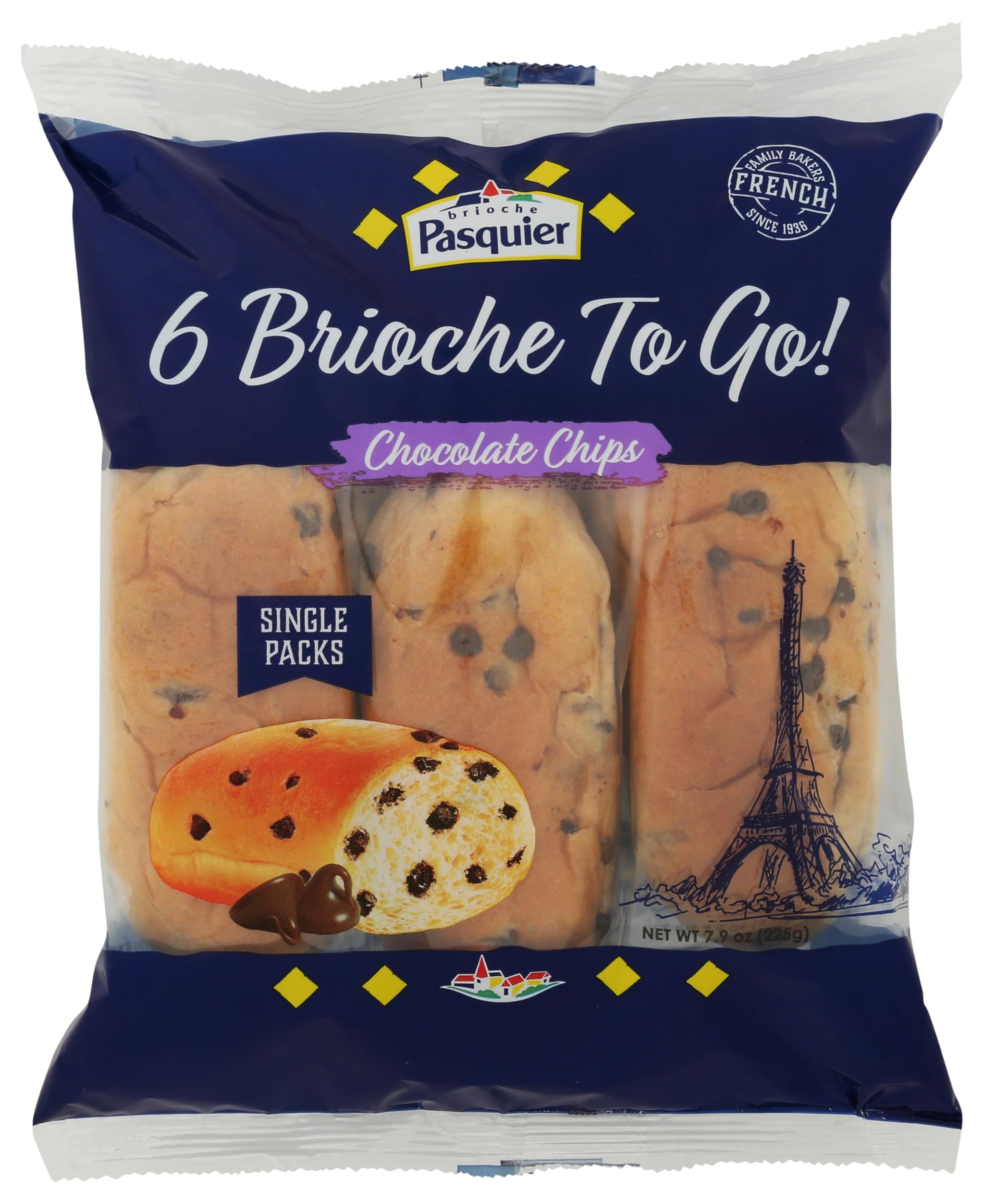 Brioche Pasquier - Chocolate Chip Pitch French Brioche Rolls, 7.9oz (225g)