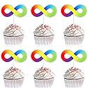 Autism Cupcake Toppers Happy Birthday Neurodiversity 18 Piece Birthday Party Autism Spectrum Awareness Decorations, Colorful Asperger's Themed Party