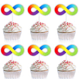Autism Cupcake Toppers Happy Birthday Neurodiversity 18 Piece Birthday Party Autism Spectrum Awareness Decorations, Colorful Asperger's Themed Party
