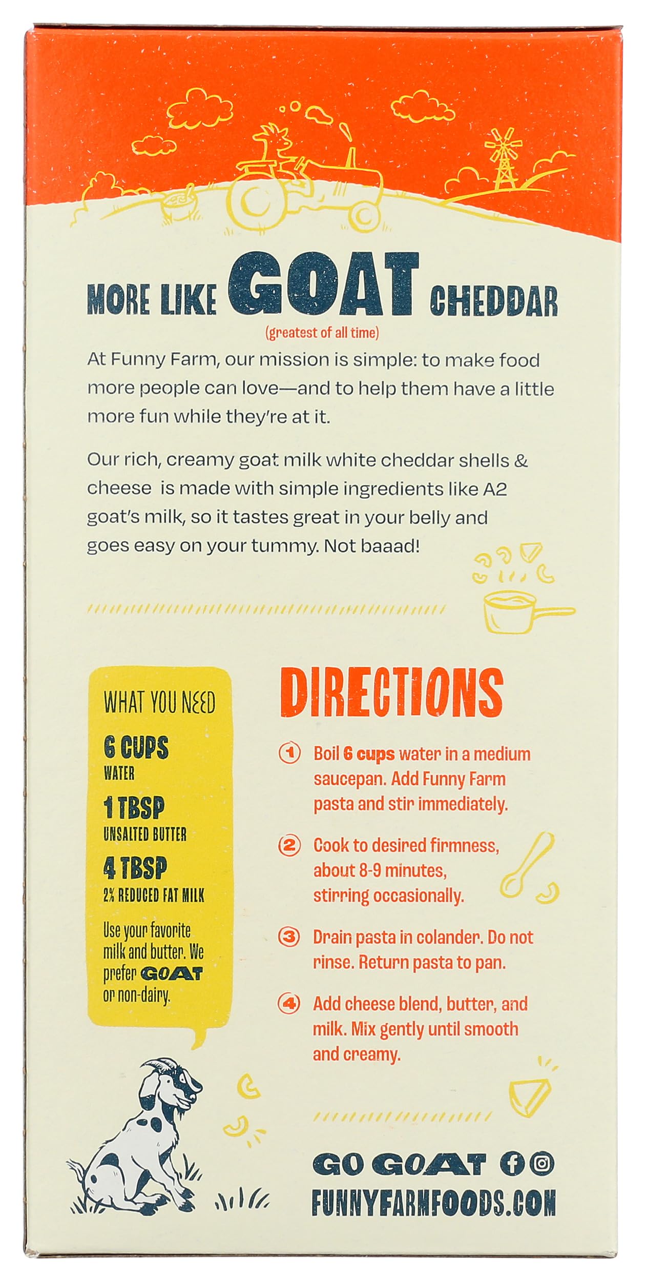 Funny Farm Goat White Cheddar Shells & Cheese, 6 OZ