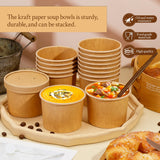 Huaiid 12 oz 50 Pack Paper Soup Containers with Lids, Disposable Paper Soup Bowls, To Go Bowls with Lids, Disposable Dessert Bowls for Hot or Cold