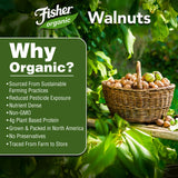 Fisher Organic Walnut Halves & Pieces 16 oz, USDA Certified Organic Nuts, Unsalted California Grown, Non-GMO, No Preservatives, Walnuts for Baking