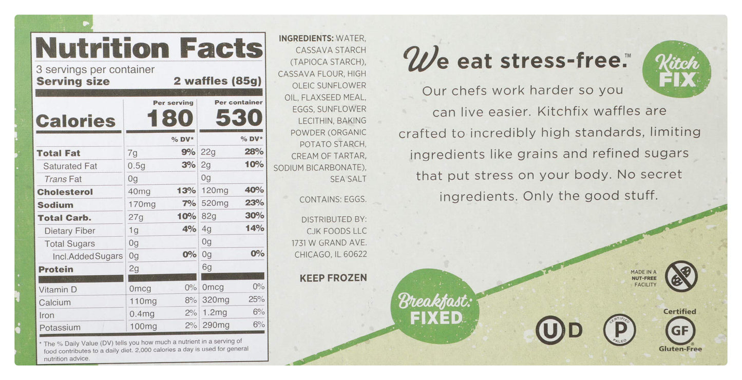 Kitchfix, Waffles Grain Free Original 6 Count, 9 Ounce